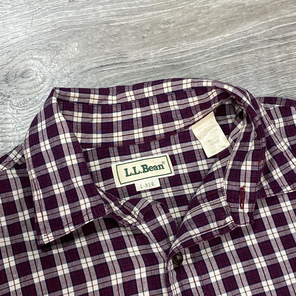 Vintage LL Bean Shirt Mens L Made USA Plaid Button Down Long‎ Sleeve Casual